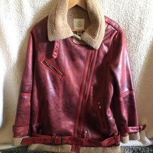 Oversized UO Faux Leather Aviator Jacket